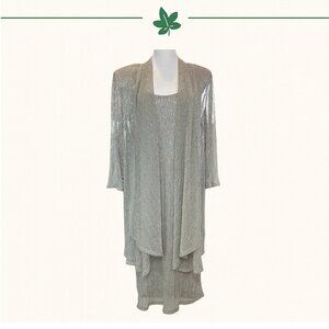 R&M Richards Metallic Champagne Dress & Jacket Set - Size 12